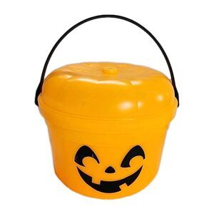 1986 McDonalds McPunk'n Pumpkin Halloween Bucket Pail With Lid Trick or Treat